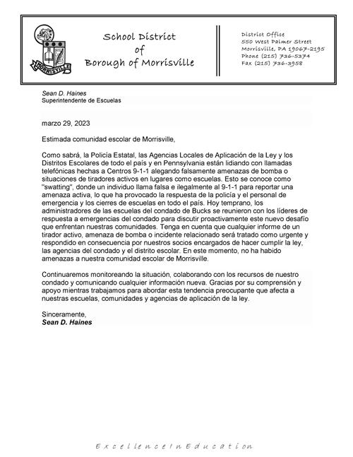 Parent Letter Spanish